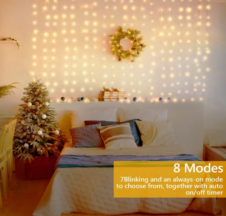 Christmas Lights - Curtain String Lights 3x3 Meter (Warm White)