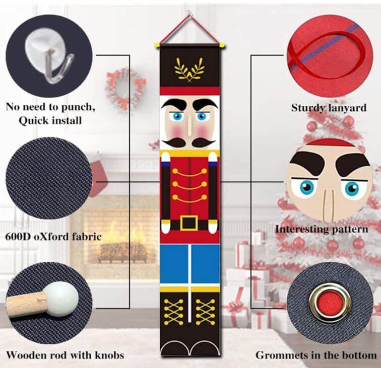 Nutcracker Banner Sign-Oxford Cloth Home Decoration, Outdoor Wall Hanging (Nutcracker Soldier)