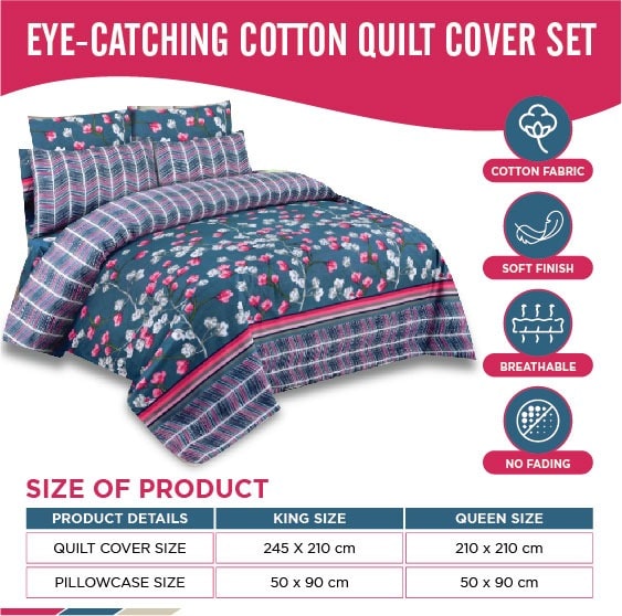 100% Pure Cotton Printed Quilt Cover-Ultra Soft Donna/Duvet Cover Set 2xPillowcases