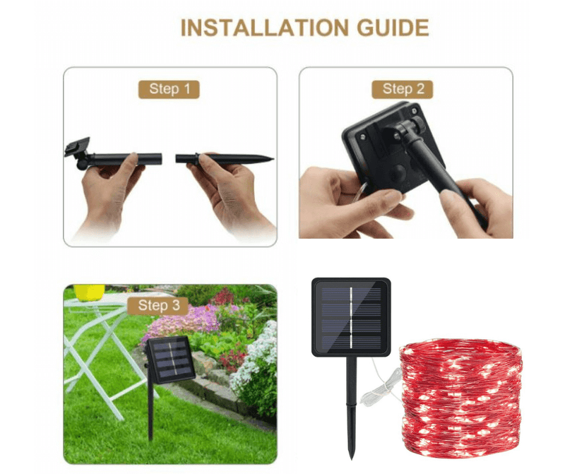 Red Solar String Lights Christmas Lights - XMAS Solar Lights (Red)