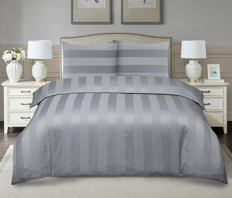 1200 Thread Count Bed Sheet Set - Wide Stripe Cotton Fitted Sheet (The Grey)