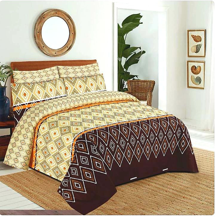 800 Thread Count Bedsheet Set - Pure Cotton Flat/Top Printed Bed Sheet with Pillowcases